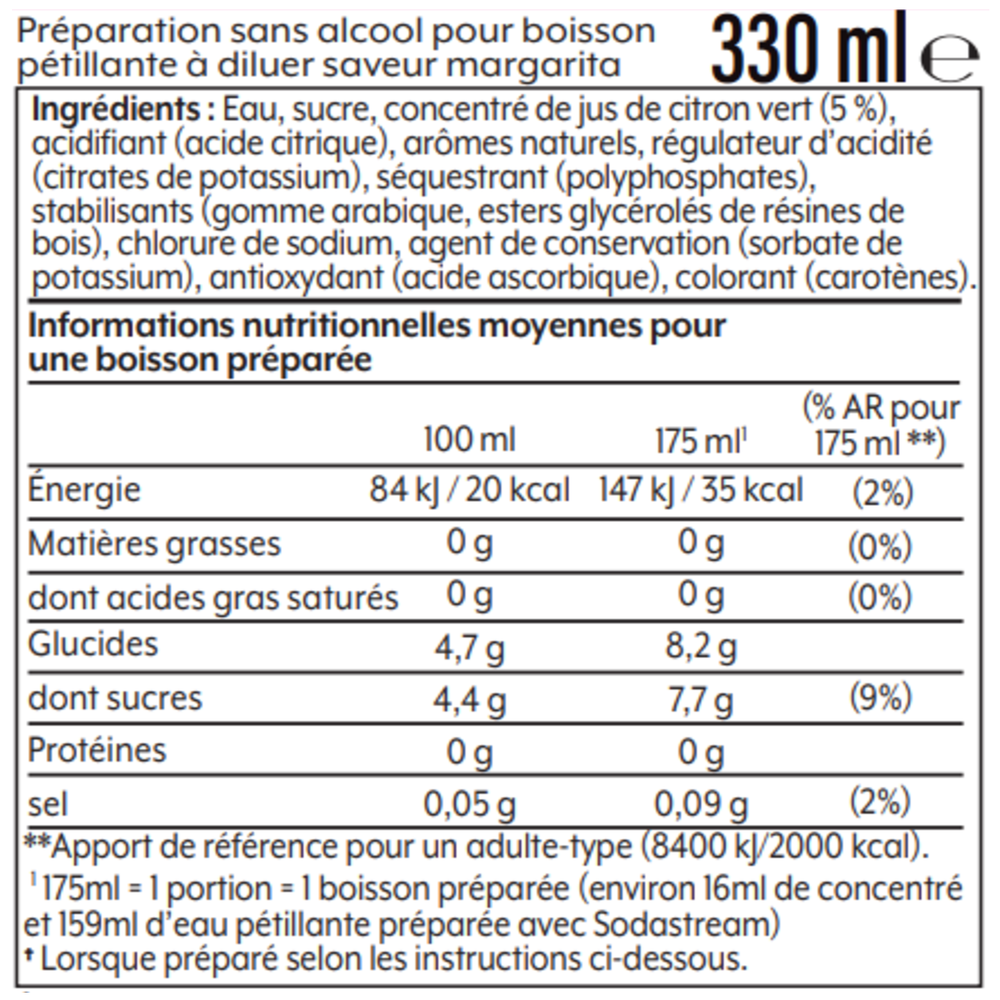 Cocktail Mixer saveur Margarita sans alcool 330ml – 5