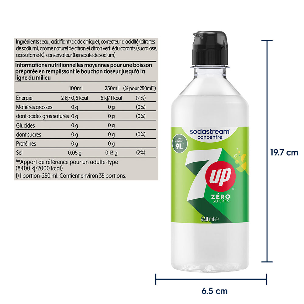 6-Pack Sirop 7up Zéro Sucres 440ml – 6