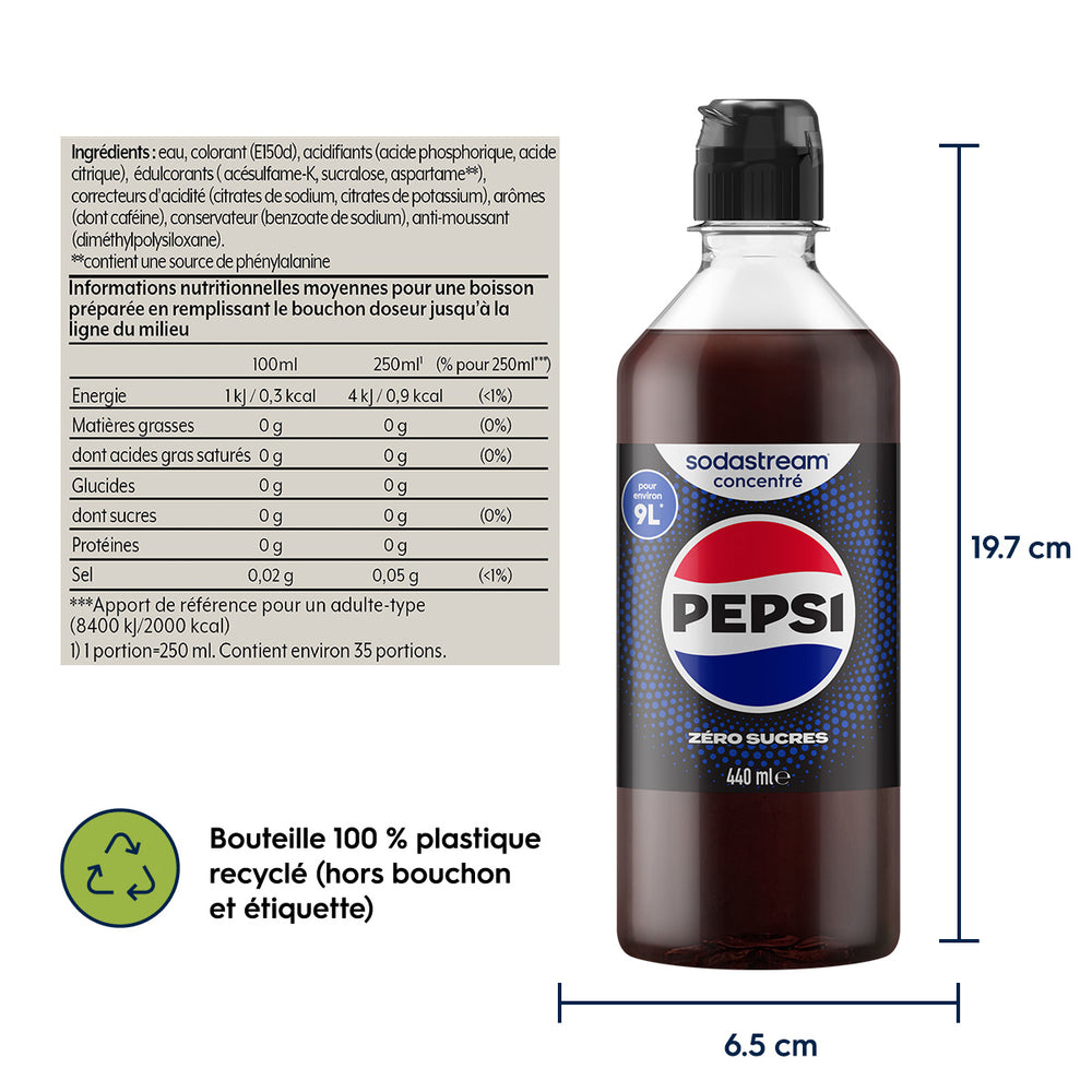 6-Pack Sirop Pepsi Zéro Sucres 440ml – 6